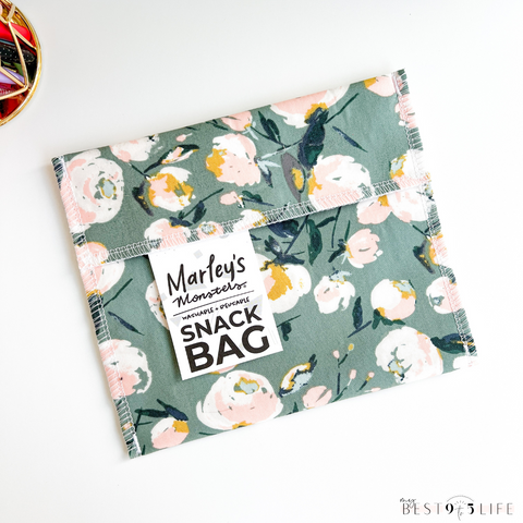 Image of a floral print reusable snack bag by Marley's Monsters