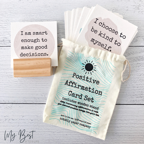 My Best 9 to 5 Life Subscription Box Positive Affirmation Card Set by Notably Paper Company